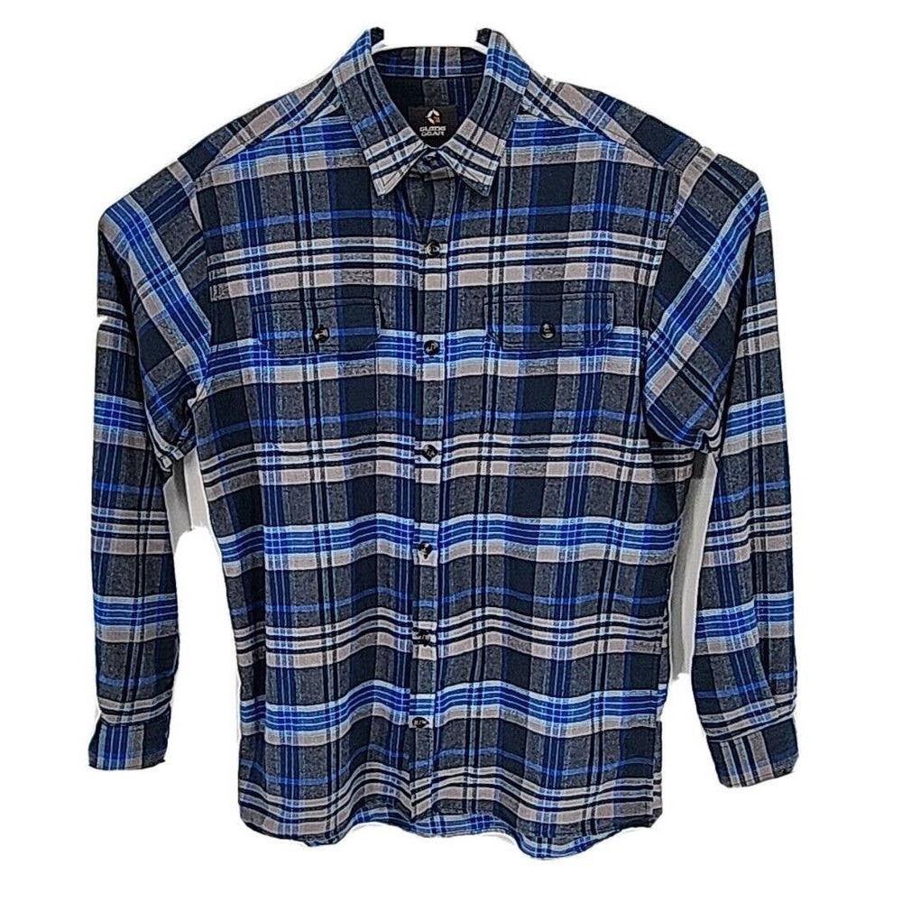 Guide Gear Mens Button-Up Shirt Multicolor Plaid Long Sleeve Pockets L